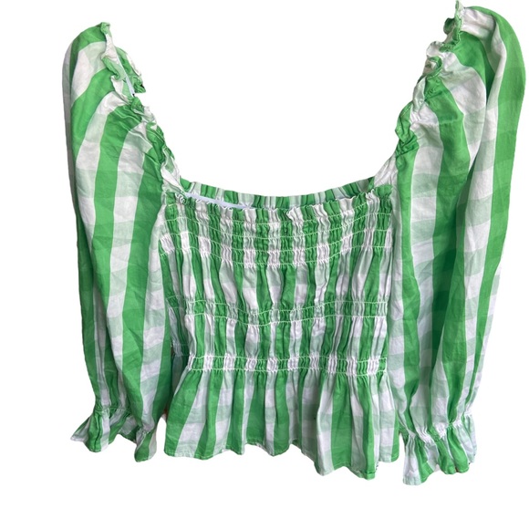 Who What Wear Smocked Peplum Puff Sleeve Top Large - Picture 4 of 10